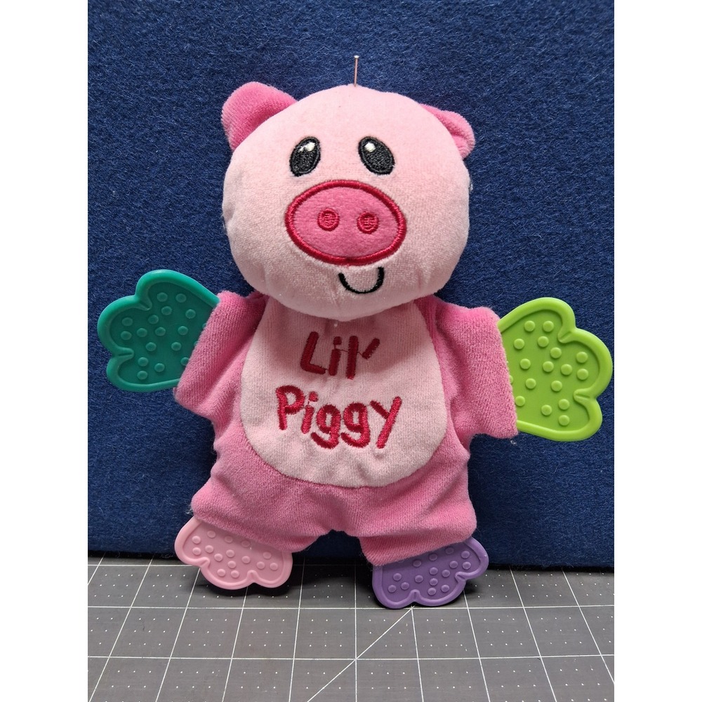 Lil‎ Piggy Plush Teether Toy Pink Infant Sensory Textured Hands Feet